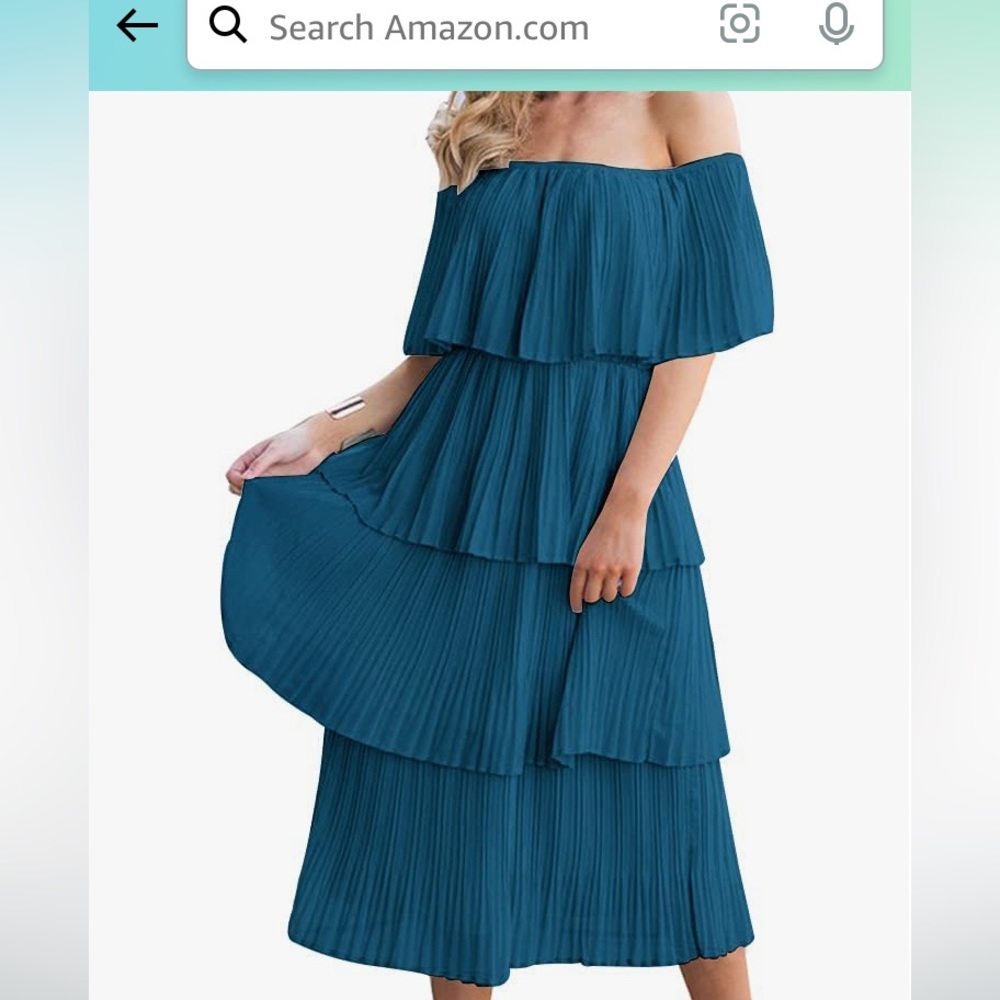 Off the shoulder teal dress size medium from Amazon